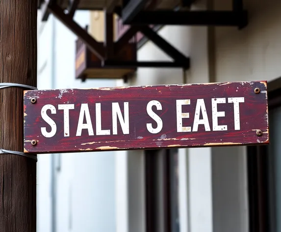 rustic wood street sign