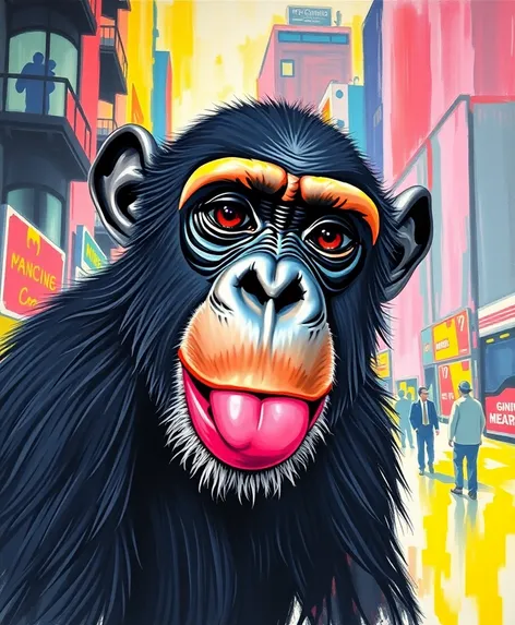 chimpanzee with lipstick