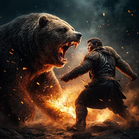 man fighting bear