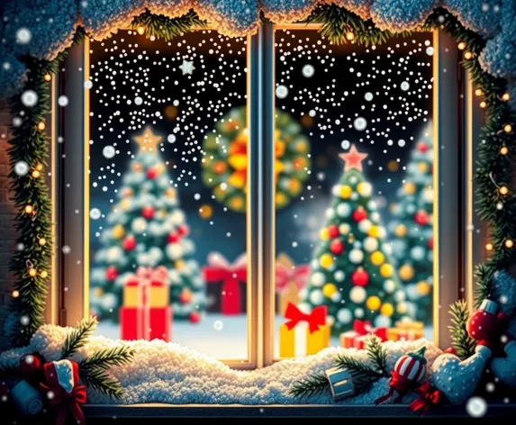 christmas window scene backdrop