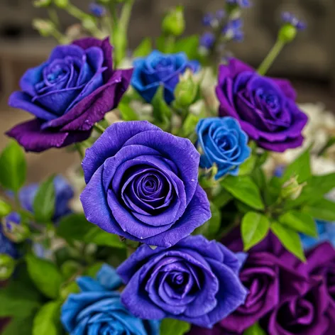 blue and purple roses