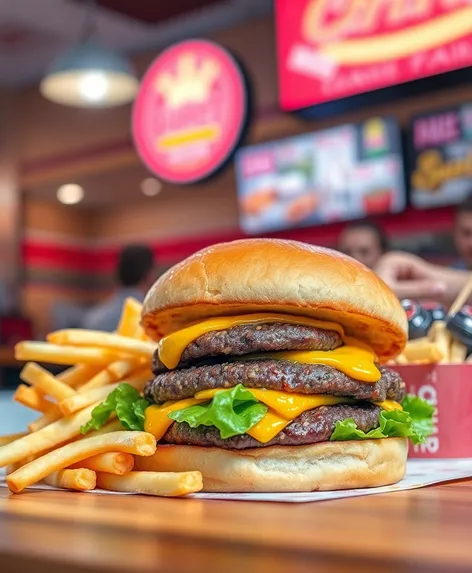 cheeseburger and fries