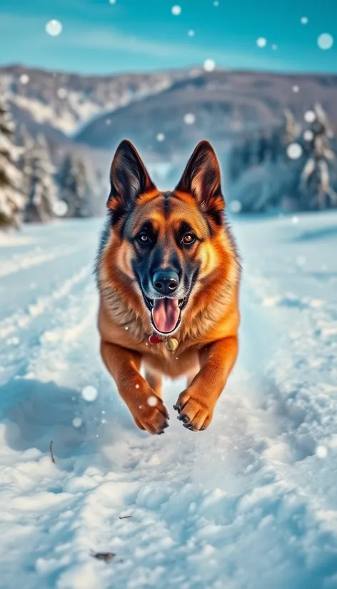 german shepherd running in