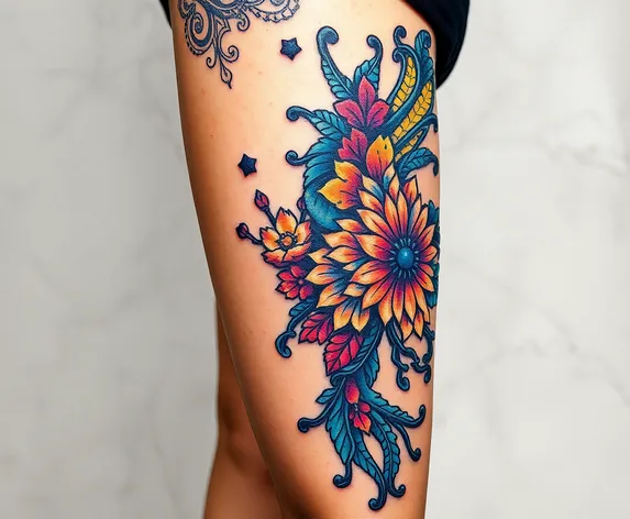 side and thigh tattoo