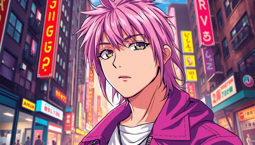 pink hair anime guy