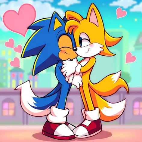 tails and sonic kissing