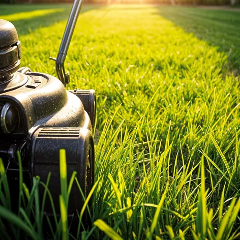 lawn mowing in summer