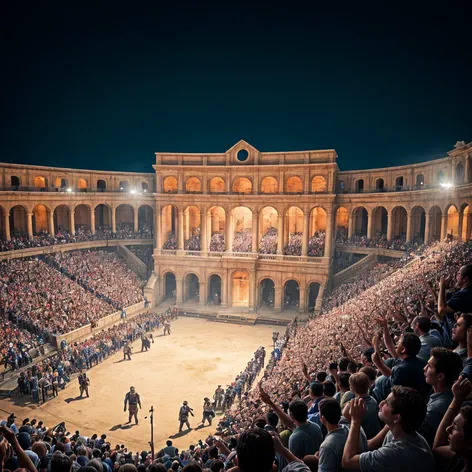 Gladiator arena, screaming spectators,