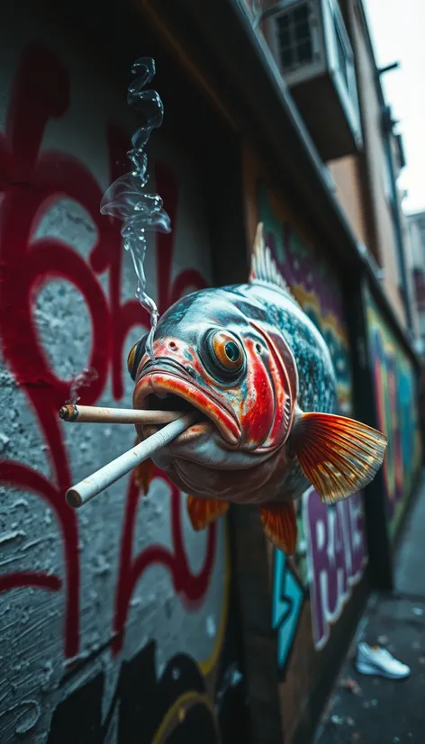 fish smoking cigarette