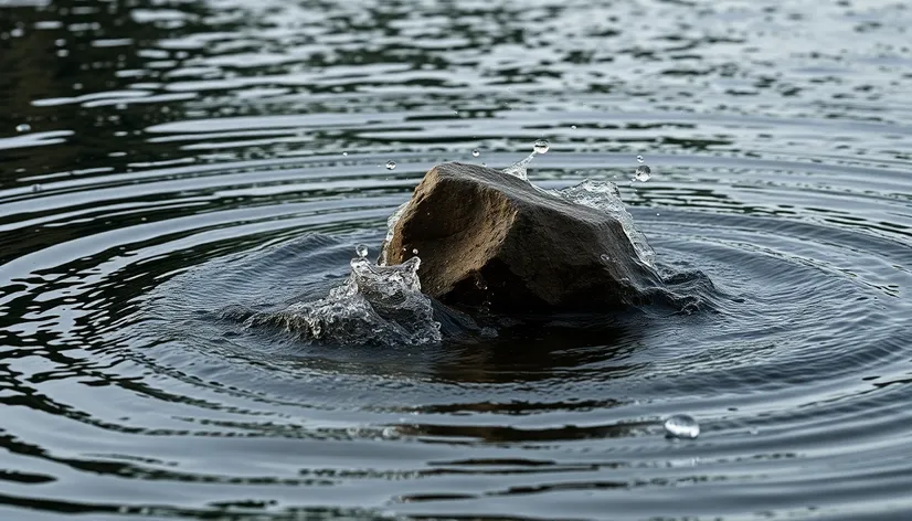 rock dropping in water