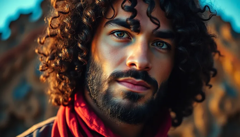 long curly haired man