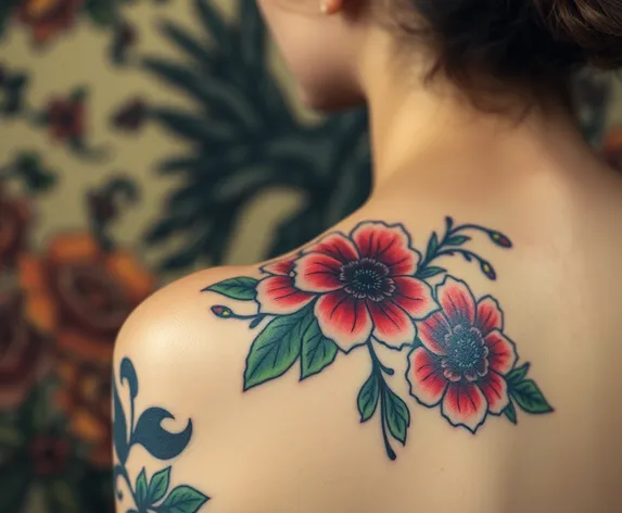 tattoos flowers on shoulder