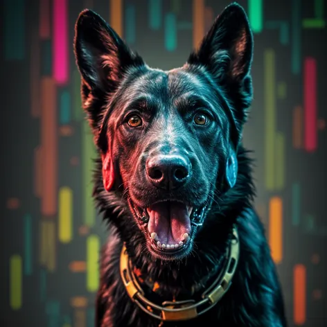 Black shepherd dog, cybernetic,