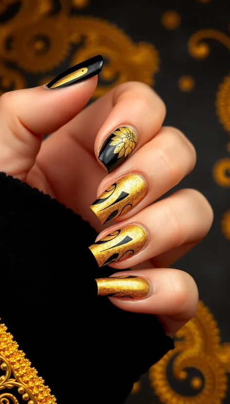 gold nails with black