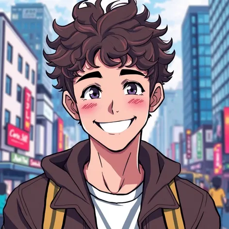 curly hair anime guy