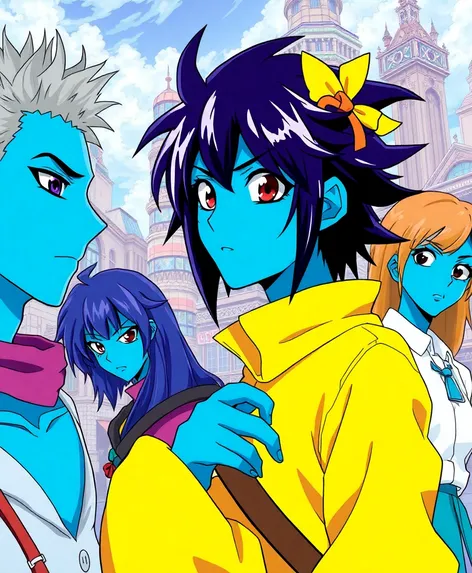 blue skinned anime characters