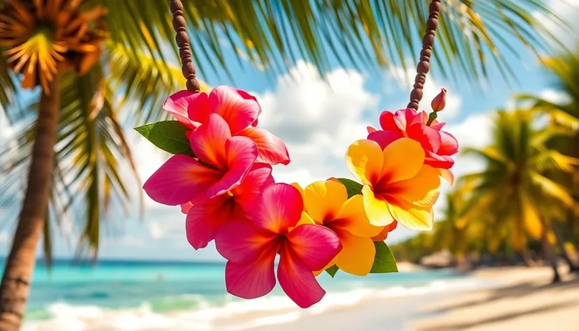 hawaiian necklace with flowers