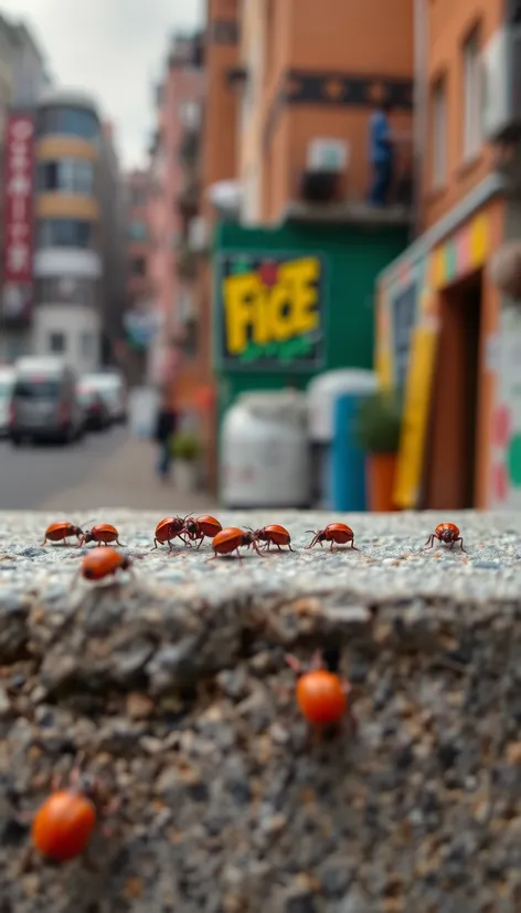 concrete tiny red bugs