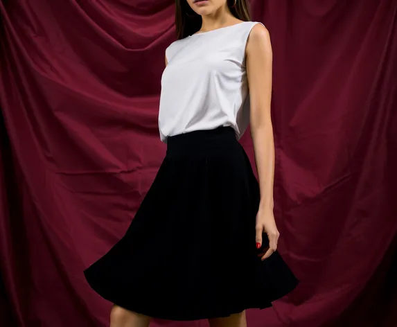 black skirt with white