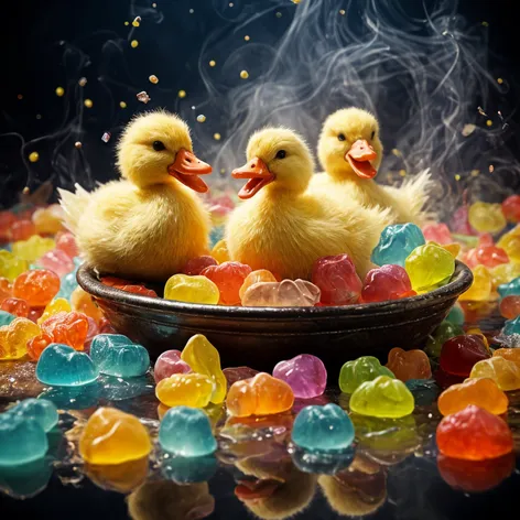 Ducks eating gummy’s smoking