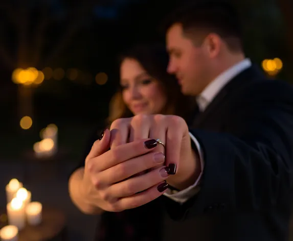 dark nails engagement photos