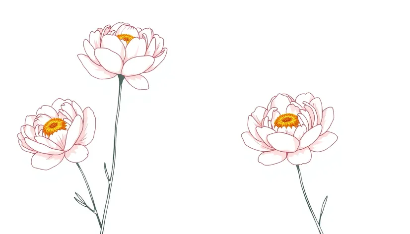 simple peony line drawing