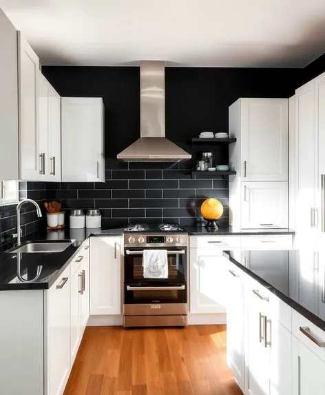 white cabinets black countertops