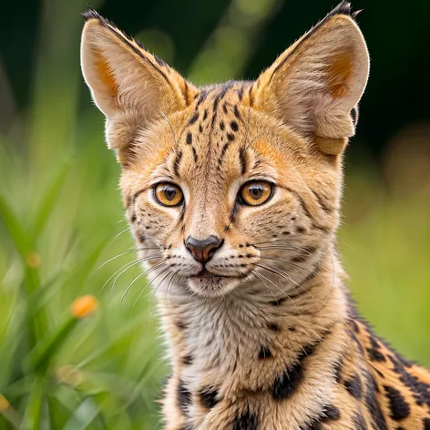 Tan serval with orange-amber