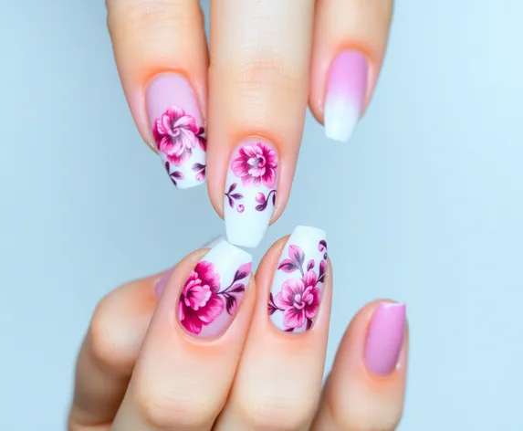 nails pink and white