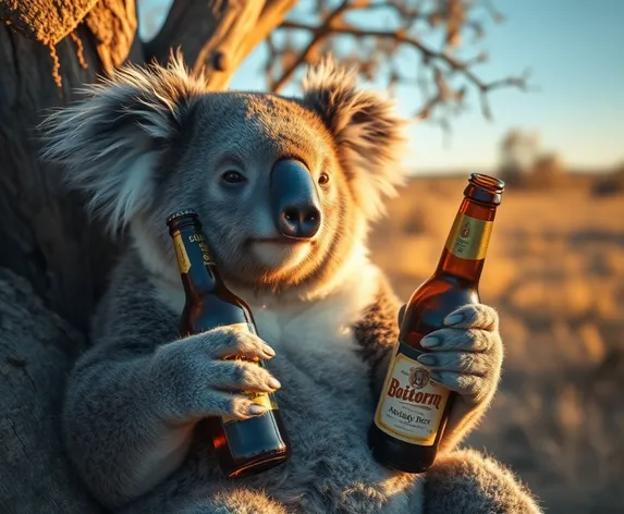 koala with beer