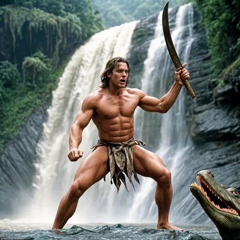 Tarzan, dressed only in