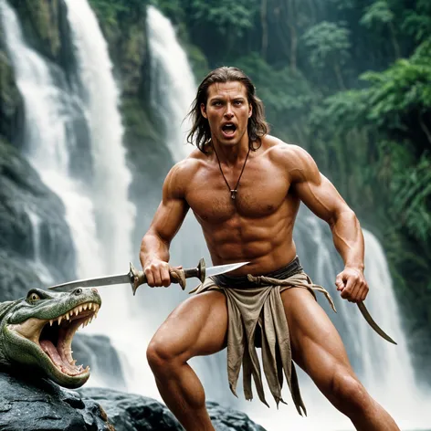 Tarzan, dressed only in