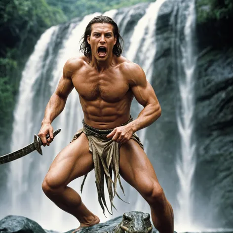 Tarzan, dressed only in