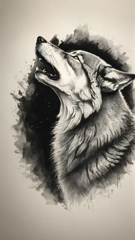 wolf howling drawing