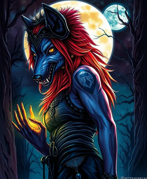 fantasy art female werewolf