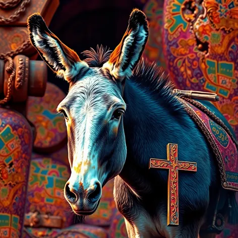 donkey with a cross