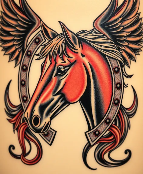 horse and horseshoe tattoos