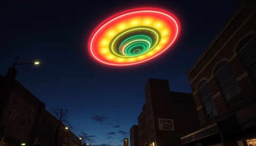 UFO in neon colors,