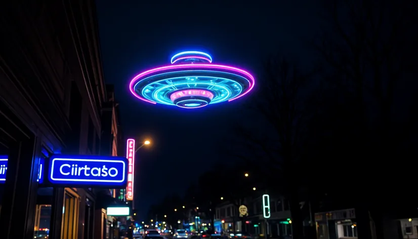 UFO in neon colors,