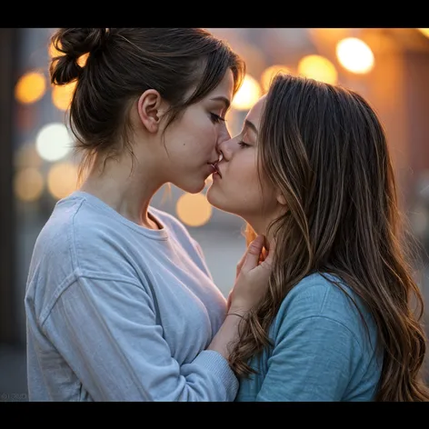 teen girls kissing