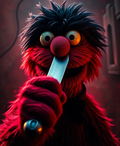 elmo with a knife