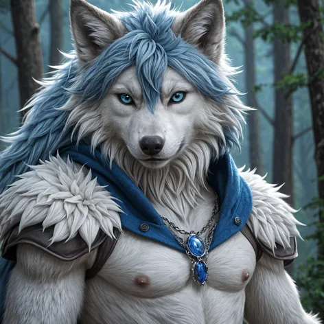 Wolf furry boy, blue