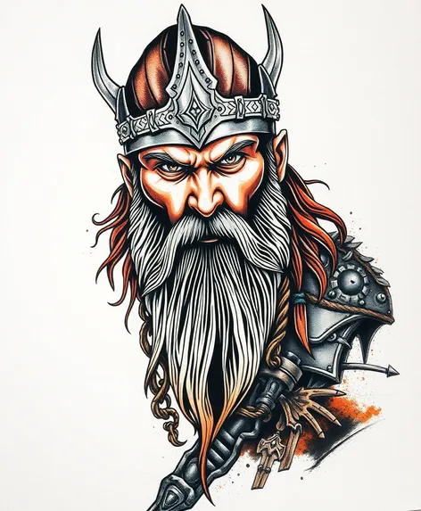 realistic viking warrior tattoo