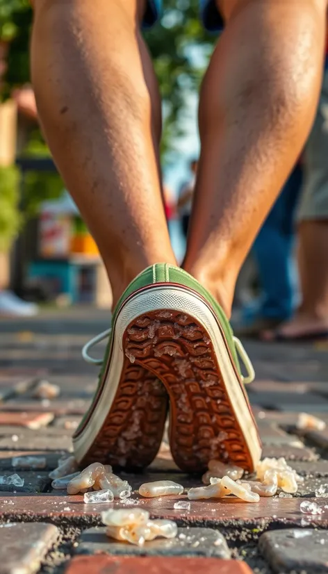 shoes stuck in gum