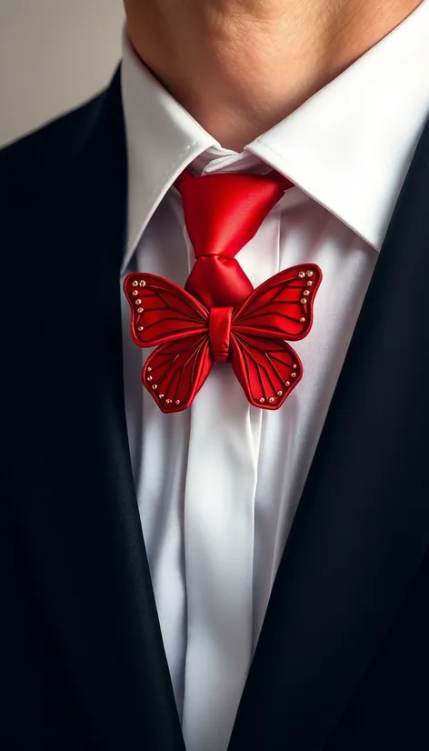 red butterfly tie