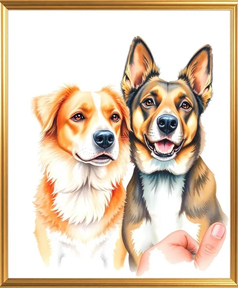 two drawings of dogs