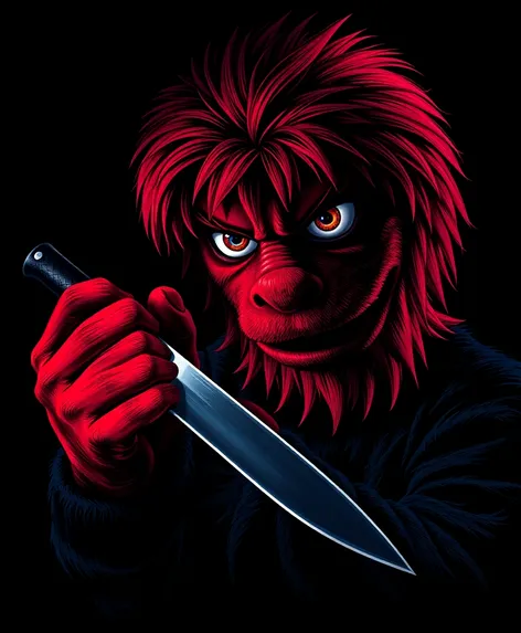 elmo with knife