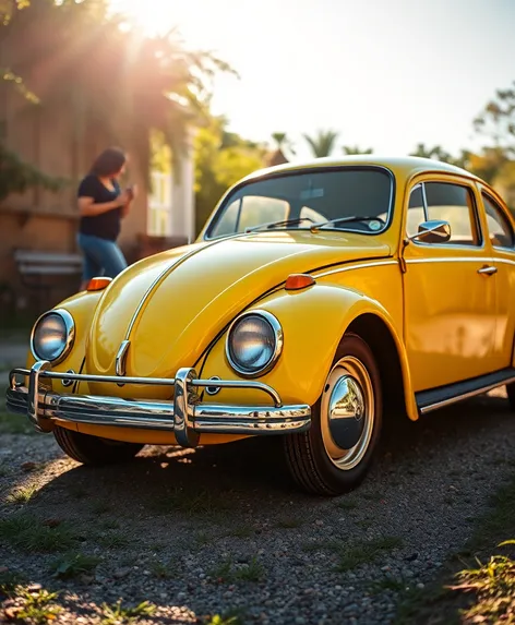 yellow volkswagen beetle