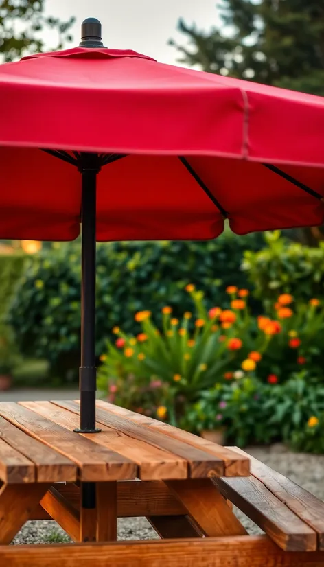 picnic table with umbrella